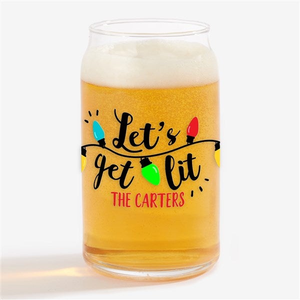 Let's Get Lit Personalized Christmas Beer Glasses - 32782