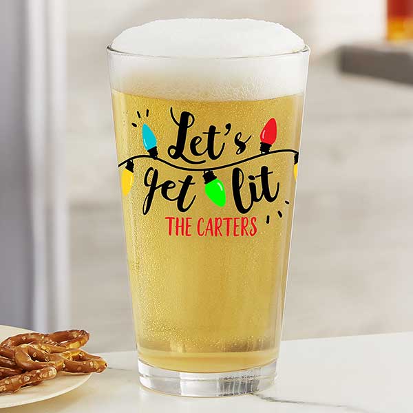 Let's Get Lit Personalized Christmas Beer Glasses - 32782