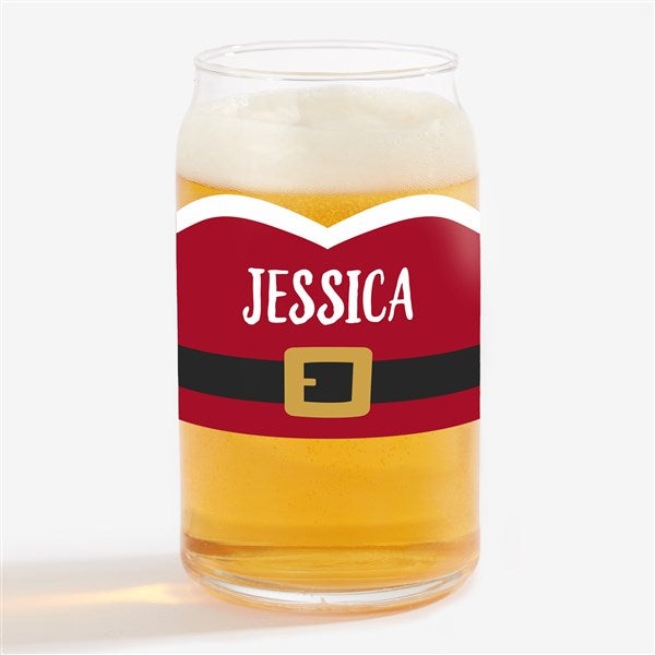 Santa Belt Personalized Christmas Beer Glasses - 32787