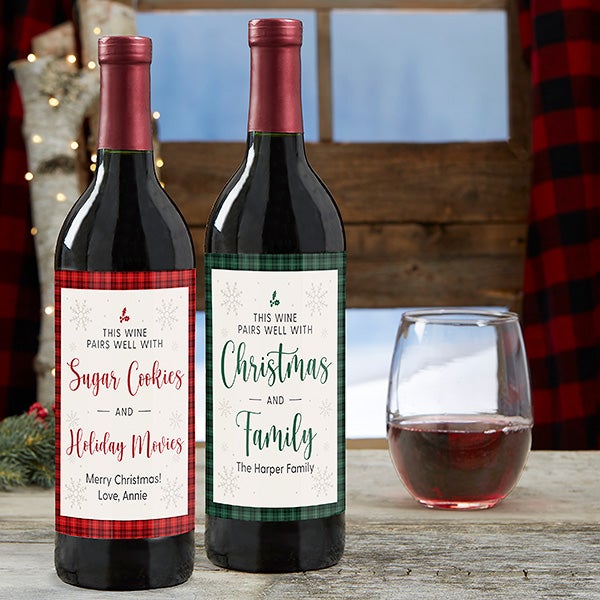 This Wine Pairs Well With Personalized Christmas Wine Bottle Labels - 32789