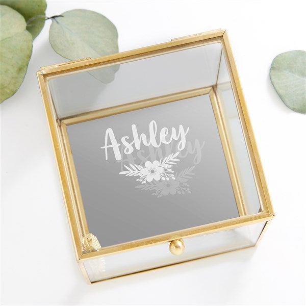 Floral Reflections Personalized Glass Jewelry Box - 32850
