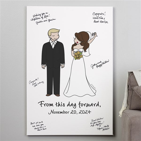 Personalized Canvas Wedding Guest Book - Wedding Couple by philoSophie's - 32851