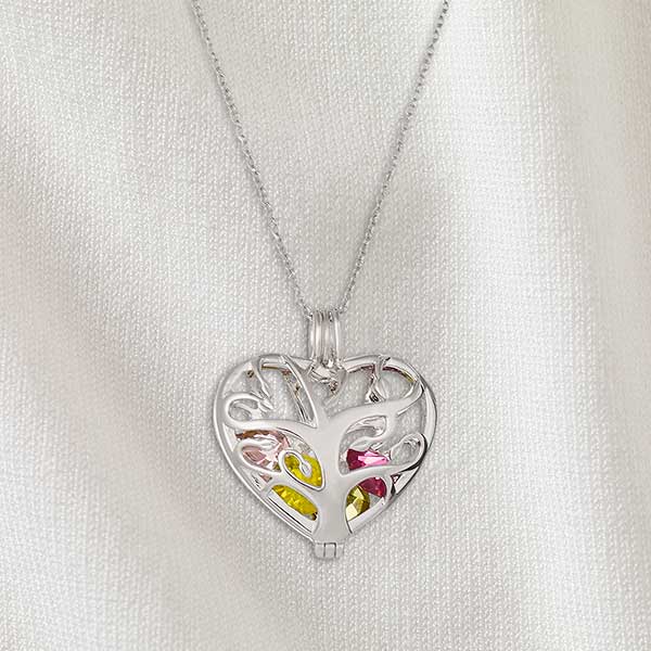 Family Tree Personalized Heart Birthstone Locket - 32862D