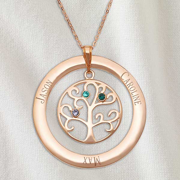 Family Tree Personalized Birthstone Necklaces - 32868D