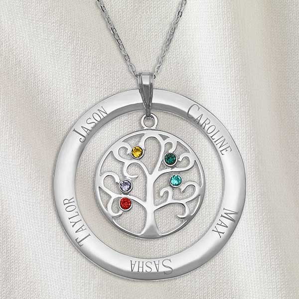 Family Tree Personalized Birthstone Necklaces - 32868D