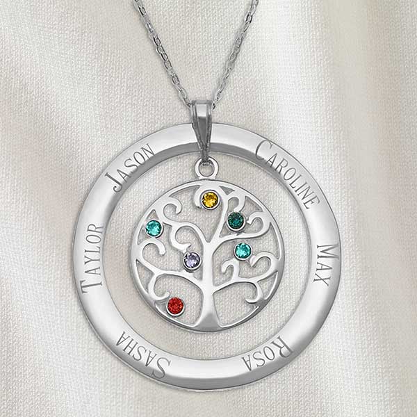 Family Tree Personalized Birthstone Necklaces - 32868D