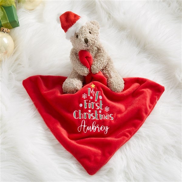 First Christmas Embroidered Bear Blankie - 32869