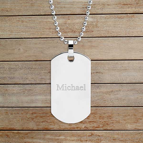 Customizable Dog Tag Necklace - Silver - LDS Necklace