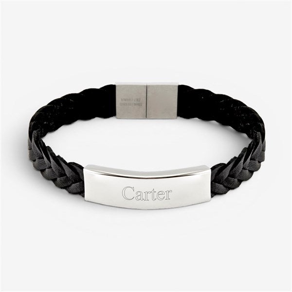 Men's Name Personalized ID Leather Bracelets - 32894D