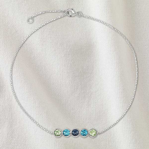 Bezel Set Birthstone Personalized Sterling Silver Anklet - 32897D