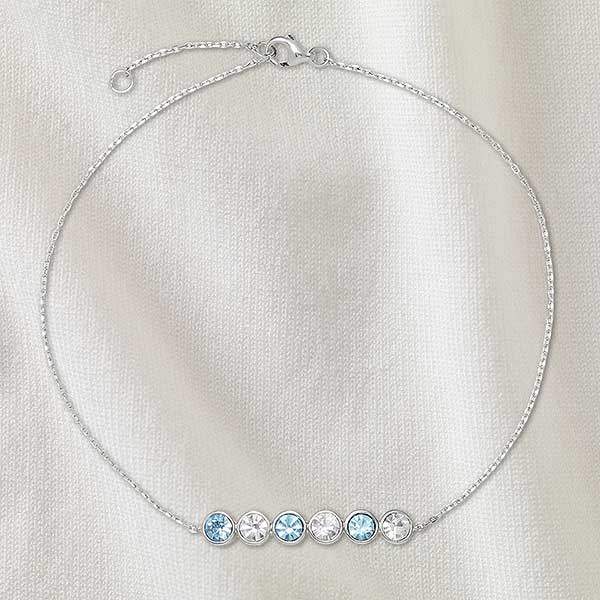 Bezel Set Birthstone Personalized Sterling Silver Anklet - 32897D