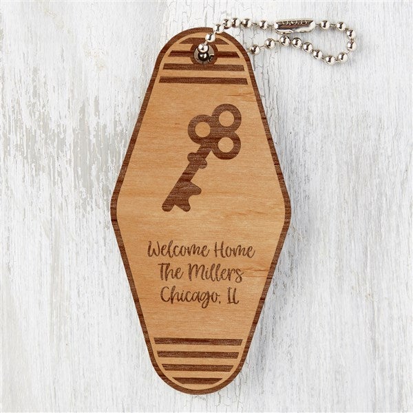 New Home Personalized Wood Motel Keychains - 32909