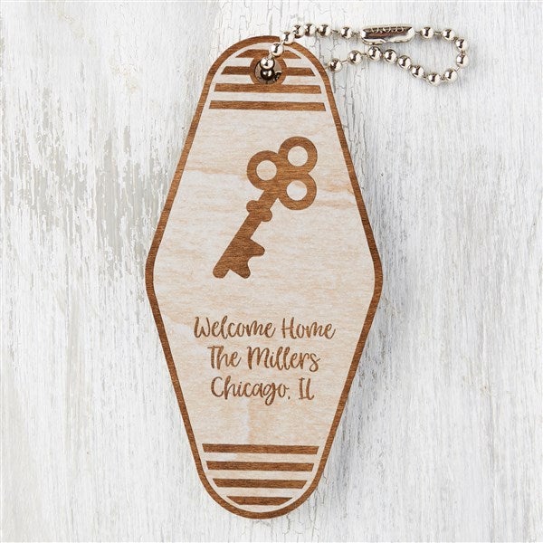 New Home Personalized Wood Motel Keychains - 32909