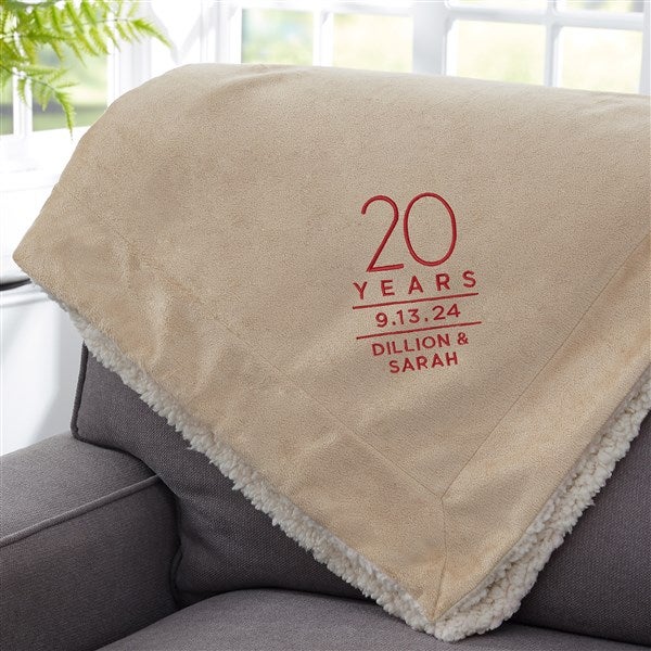 Modern Anniversary Embroidered Sherpa Throw  - 32911