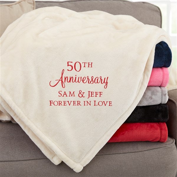 Anniversary Text Personalized Fleece Throw  - 32915