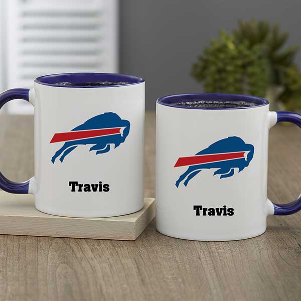 Rico Industries NFL Football Buffalo Bills Royal Blue Personalized 16 oz  Team Color Laser Engraved Speckled Ceramic Coffee Mug