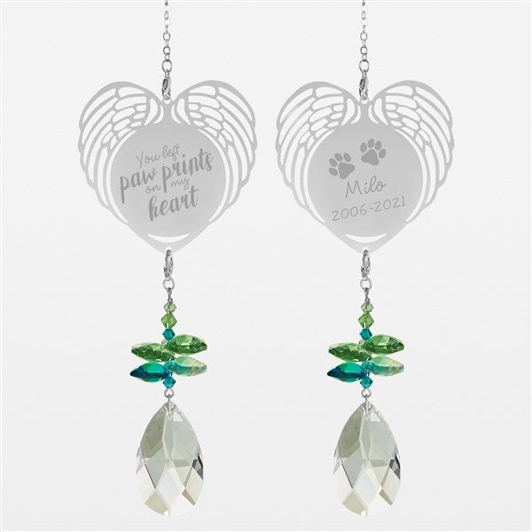 Paw Prints On My Heart Personalized Heart Suncatcher  - 32966