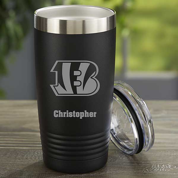 NFL Cincinnati Bengals Personalized 20oz Black Stainless Steel Tumbler