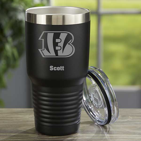 NFL Cincinnati Bengals Personalized 30oz Black Stainless Steel Tumbler