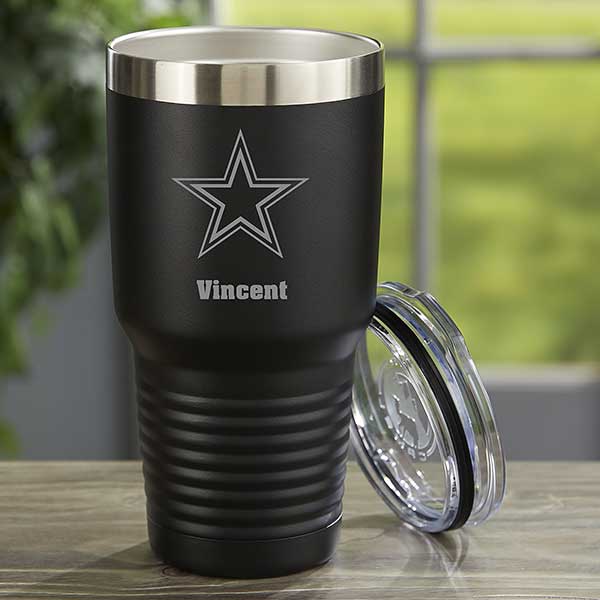 NFL Dallas Cowboys Personalized 30 oz Black Stainless Steel Tumbler