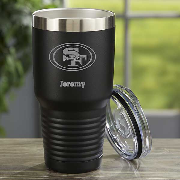 NFL San Francisco 49ers Personalized 30 oz Black Stainless Steel Tumbler