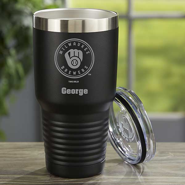 MLB Milwaukee Brewers Personalized 30 oz. Black Stainless Steel