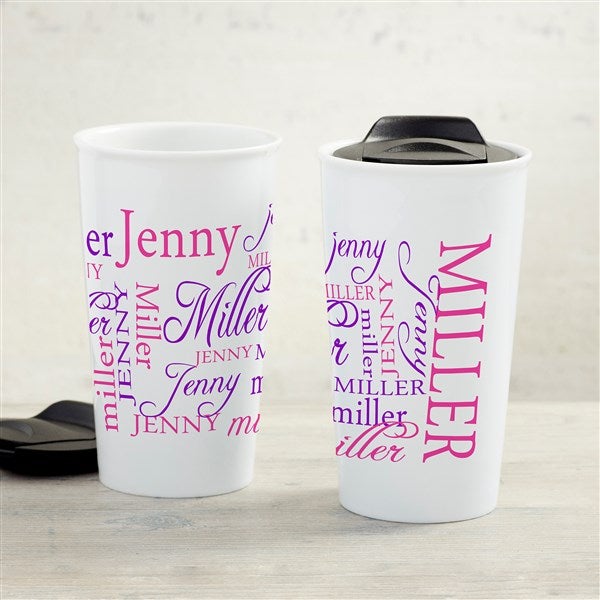 Signature Style Personalized Double-Wall Ceramic Travel Mug - 33170