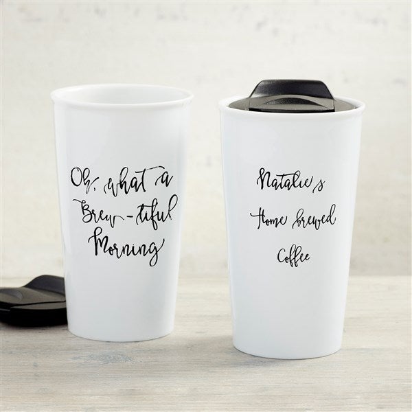 Expressions Personalized Double-Wall Ceramic Travel Mug - 33177