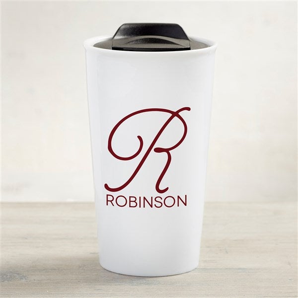 Initial Accent Personalized Double-Wall Ceramic Travel Mug - 33184