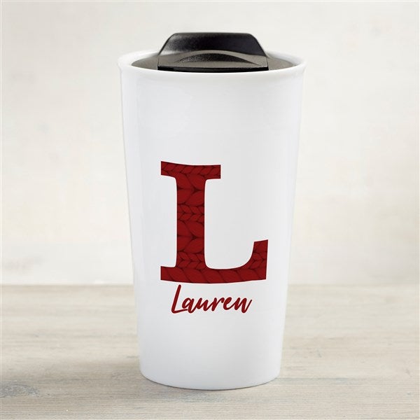 Christmas Sweater Personalized Double-Walled Ceramic Travel Mug - 33212