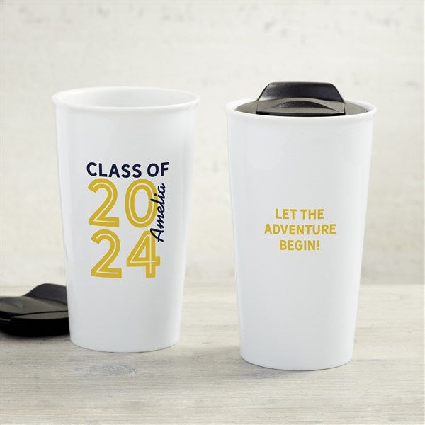 Graduating Class of Personalized Double-Walled Ceramic Travel Mug - 33216