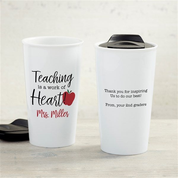 Inspiring Teacher Personalized Double-Walled Ceramic Travel Mug - 33218