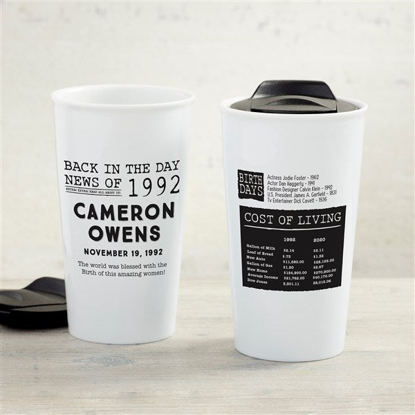 Back in the Day Personalized 12 oz. Double-Walled Ceramic Travel Mug