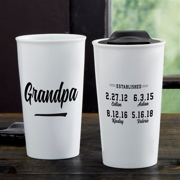 Established Grandpa Personalized Double-Walled Ceramic Travel Mug  - 33224
