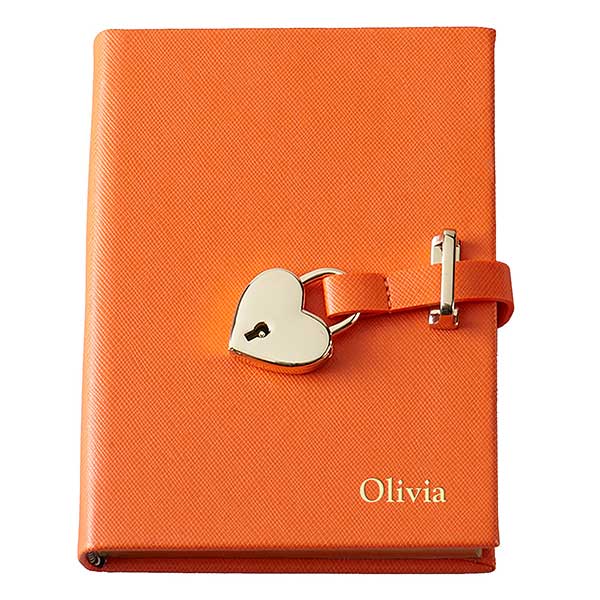 Personalized Leatherette Heart Lock Journals - 33236D