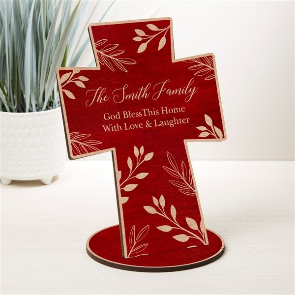God Bless Our Home Personalized Wood Cross Keepsake  - 33276