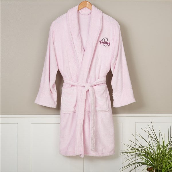 Pink Robe Hanging Playful Name Embroidered Fleece Robe - Pink