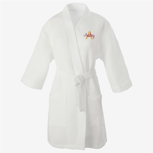 Playful Name Embroidered Waffle Weave Kimono Robe - 33290
