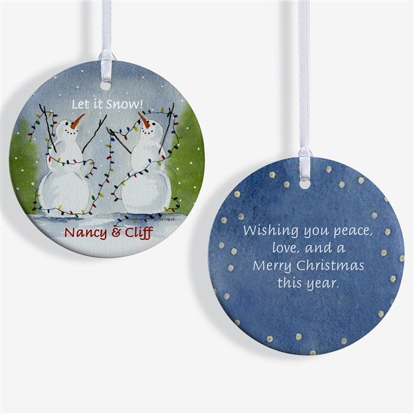 Personalized Snow Couple Porcelain Christmas Ornament - 3333