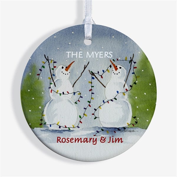Personalized Snow Couple Porcelain Christmas Ornament - 3333