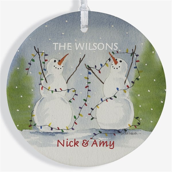 Personalized Snow Couple Porcelain Christmas Ornament - 3333