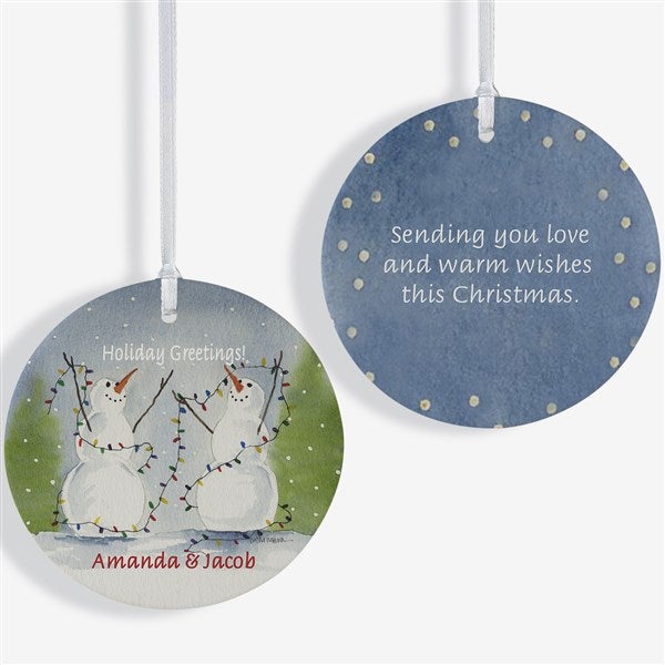 Personalized Snow Couple Porcelain Christmas Ornament - 3333