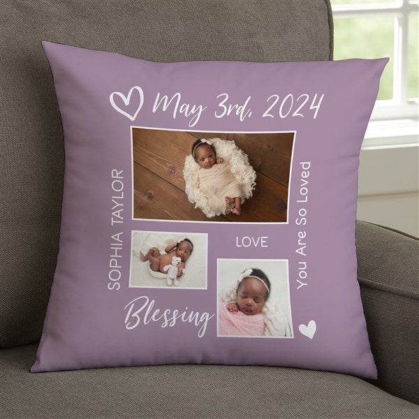 Baby Photo Collage Personalized Throw Pillows - 33390