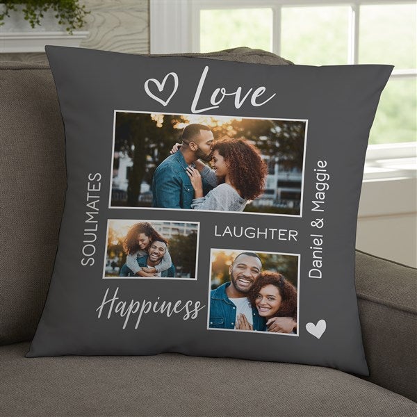 Couples Photo Collage Personalized Photo 18x18 Throw Pillow