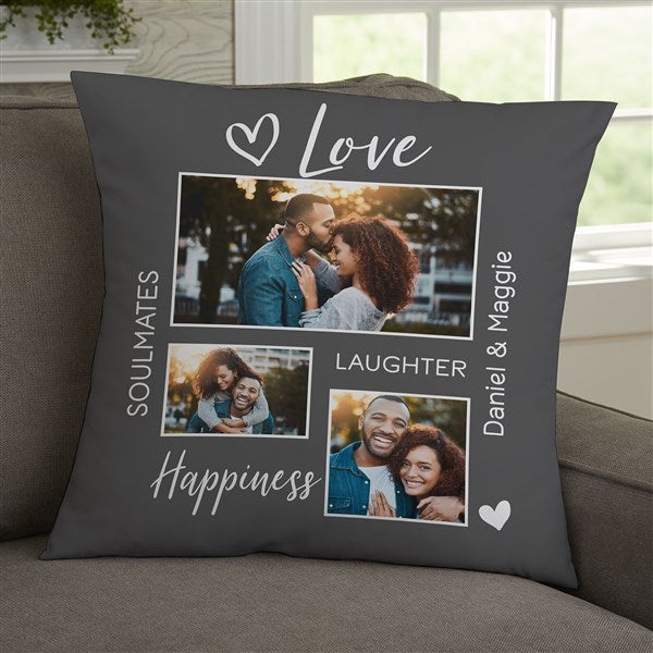 Couples Photo Collage Personalized Photo 18x18 Velvet Throw Pillow
