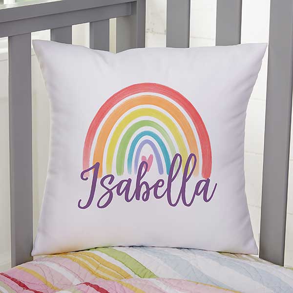 Watercolor Brights Personalized Kids Throw Pillows - 33397