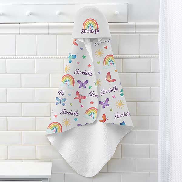 Watercolor Brights Personalized Baby Hooded Towel