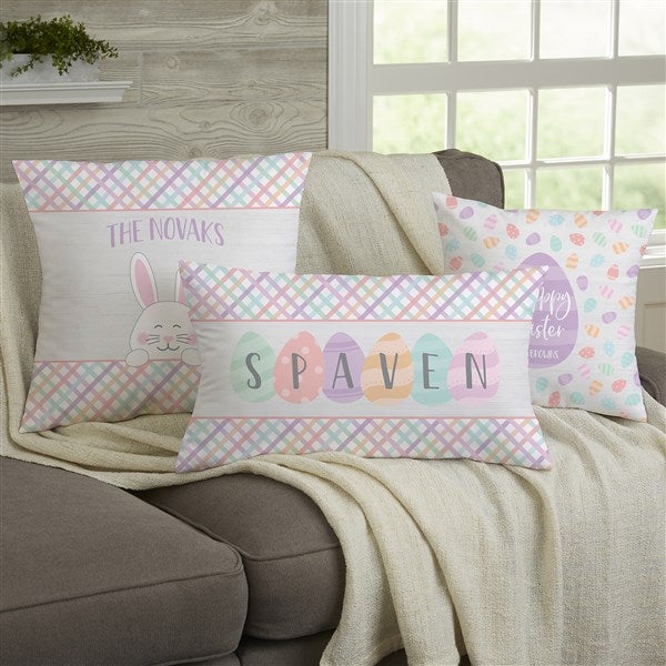 Happy Easter Eggs Personalized Easter Throw Pillows