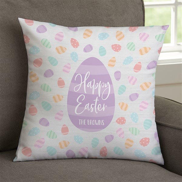 Happy Easter Eggs Personalized Easter Throw Pillows