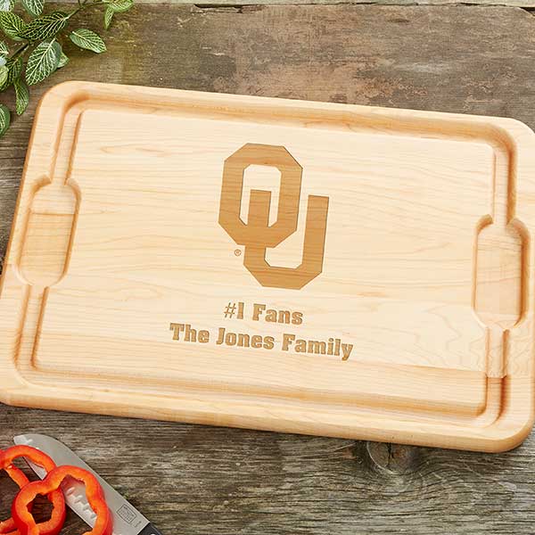 NCAA Oklahoma Sooners Personalized Maple Cutting Boards - 33456